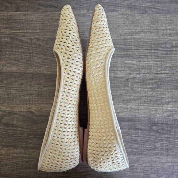 Sam Edelman Wanda Woven Raffia Pointed Toe Ballet Flats Ivory/Natural Womens 8.5 - Picture 7 of 12